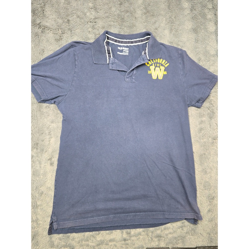Old Navy Mens California Athl 1985 Graphic Polo Shirt Navy Blue Large